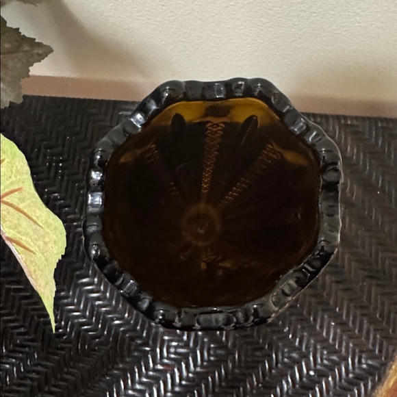 Vtg Indiana Glass Co. burnt amber pedestal vase. 10” High - Picture 5 of 6